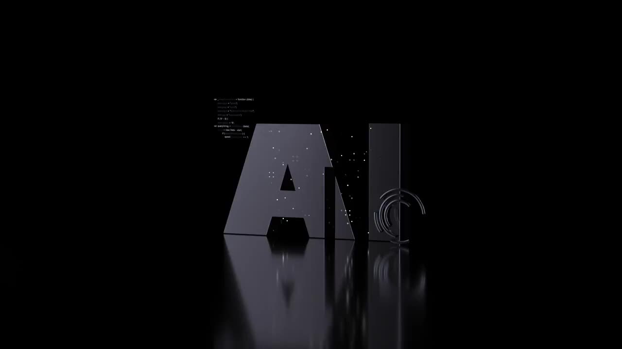 3D渲染科技感AI文字绕轴动画视频下载