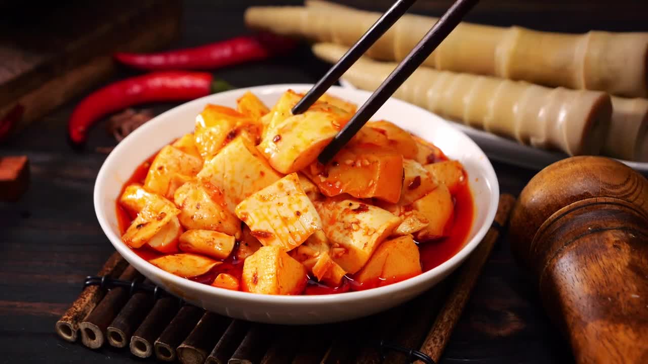 中国传统美食家常酱菜咸菜笋丁视频下载