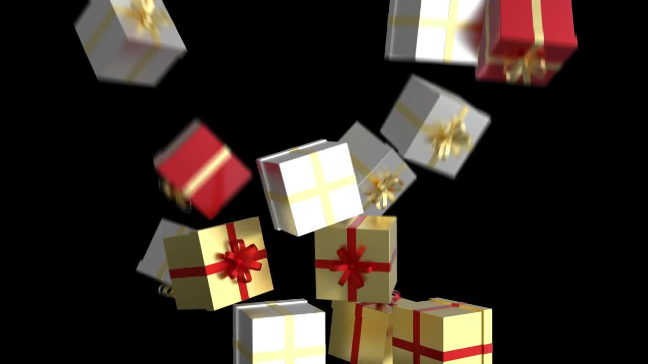 圣诞礼物盒下降过渡与阿尔法频道视频下载