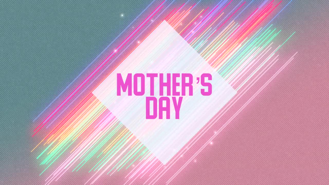 母亲节与霓虹灯彩色迪斯科线在粉红色的背景视频下载