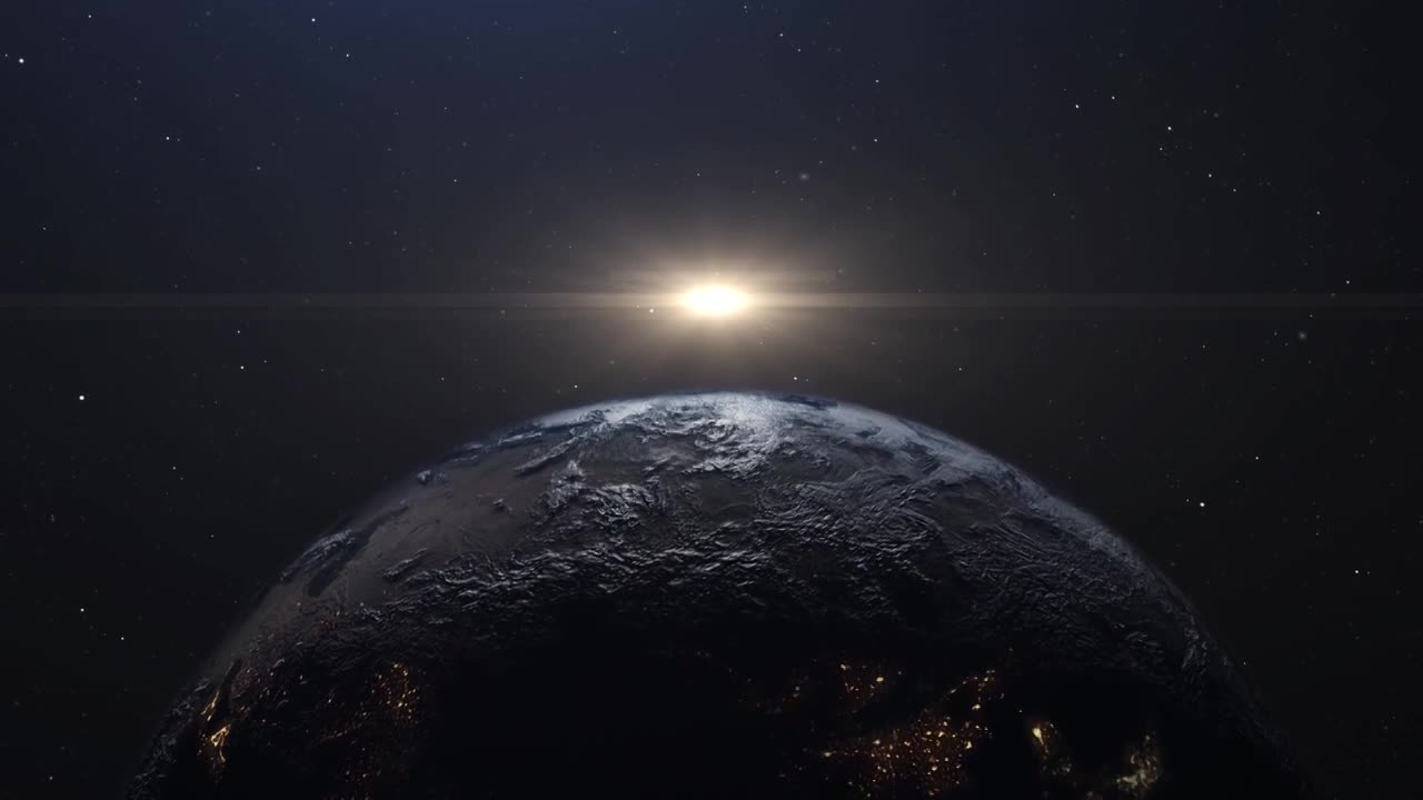 宇宙之中太阳日出的地球表面视频素材