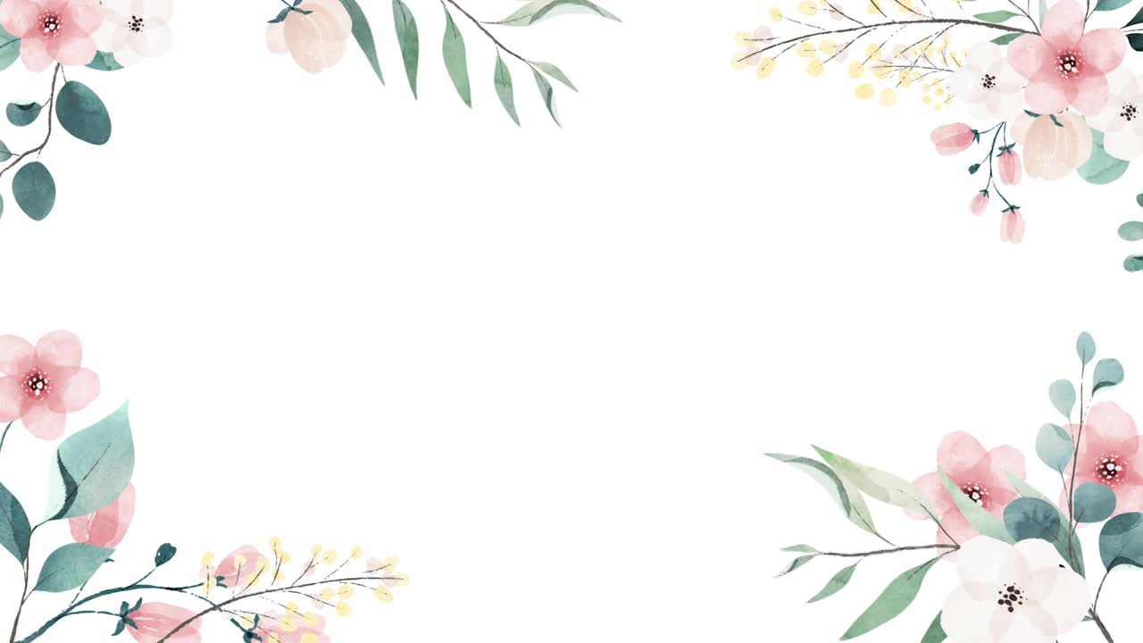 花卉帧背景。花卉动画背景与复制空间。视频下载