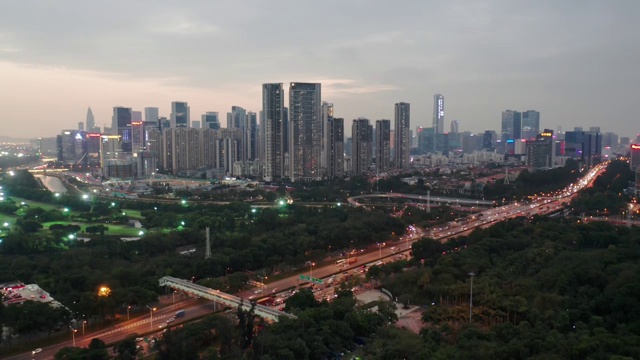 广东省深圳市北环大道夜景航拍4K视频素材