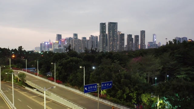 广东省深圳市北环大道夜景航拍4K视频素材