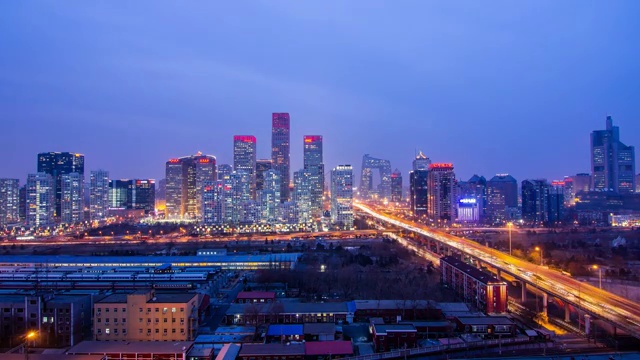 中国北京中央商务区的交通延时视频素材