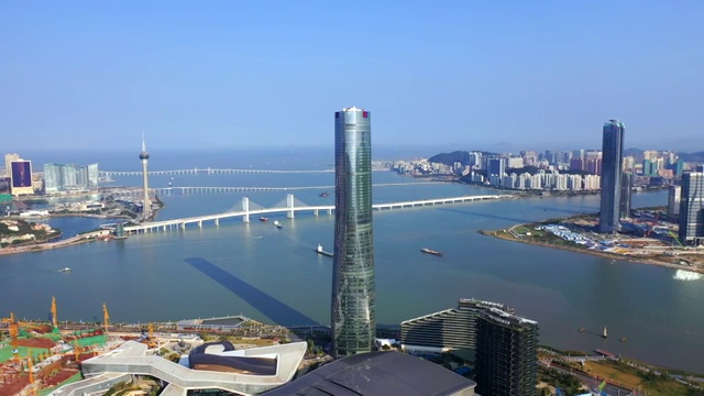 广东省珠海市十字门珠海中心航拍视频素材