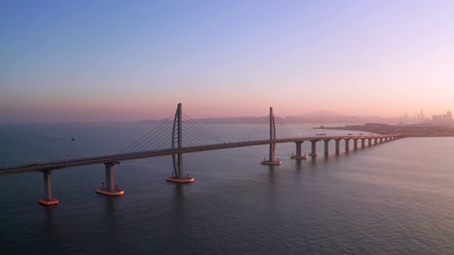 中国广东省珠海市港珠澳大桥航拍视频素材