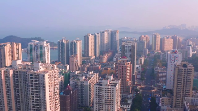 广东省珠海市城市建筑群航拍视频素材