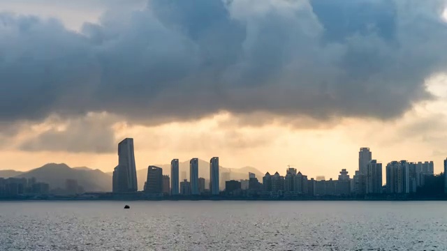 广东省珠海市滨海中心傍晚延时摄影视频素材