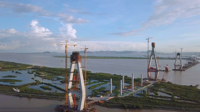 建设中的洪鹤大桥视频素材