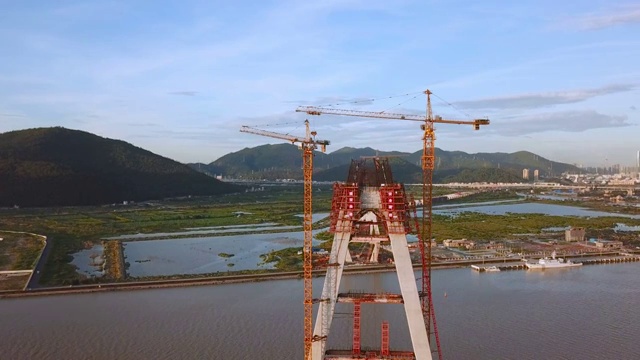 建设中的洪鹤大桥视频素材