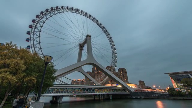 天津之眼 天津之眼摩天轮 永乐桥 桥上摩天轮视频素材