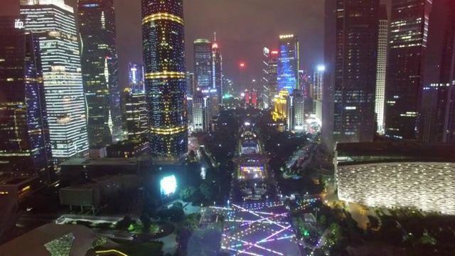 中国广州城市夜景航拍视频素材