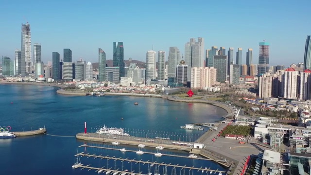青岛主城区城市风光航拍4K视频视频素材