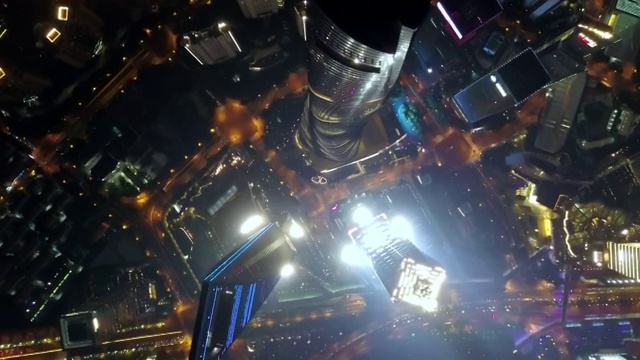 航拍视角下上海陆家嘴夜景4K高清视频视频素材