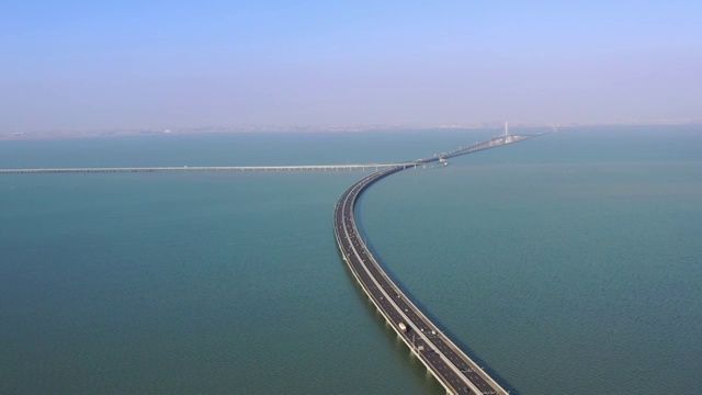 青岛胶州湾大桥航拍4K视频视频素材