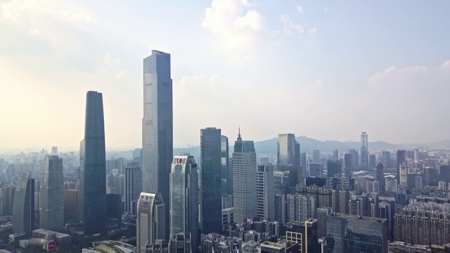航拍视角下的广州珠江新城白天4K高清视频视频素材