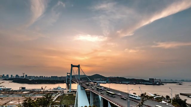 厦门海沧大桥旅游区日落延时视频下载