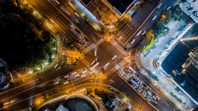 厦门城市风光-鸟瞰城市夜景车流视频素材