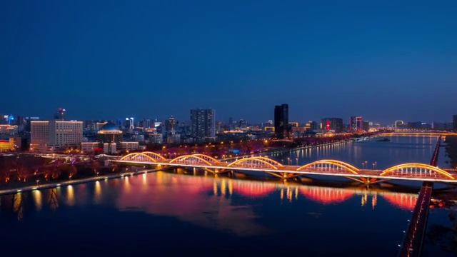 太原市漪汾桥夜景延时视频素材