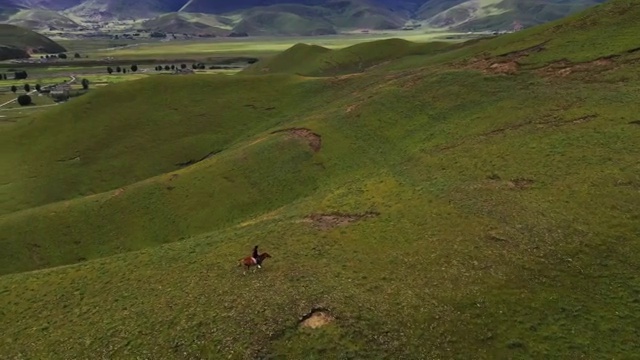 西藏 跑马 骑马 康巴 草原 游牧 运动 项目 航拍视频素材