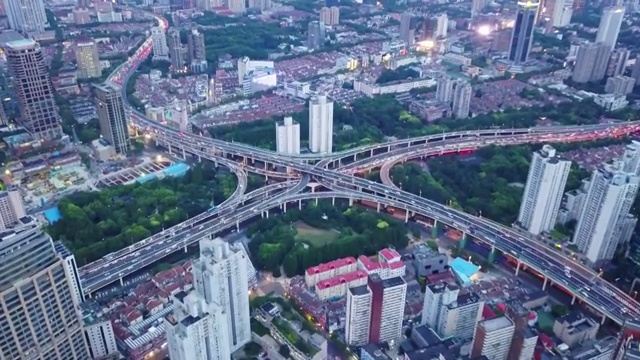 航拍视角下的上海延安高架4K高清视频视频素材