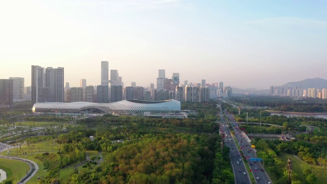 深圳湾体育馆航拍视频素材