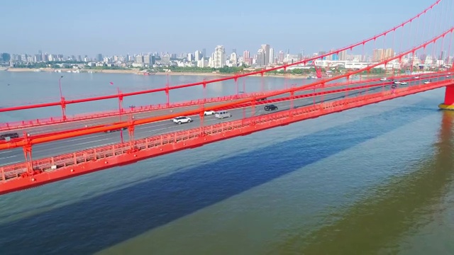 武汉鹦鹉洲大桥航拍视频素材