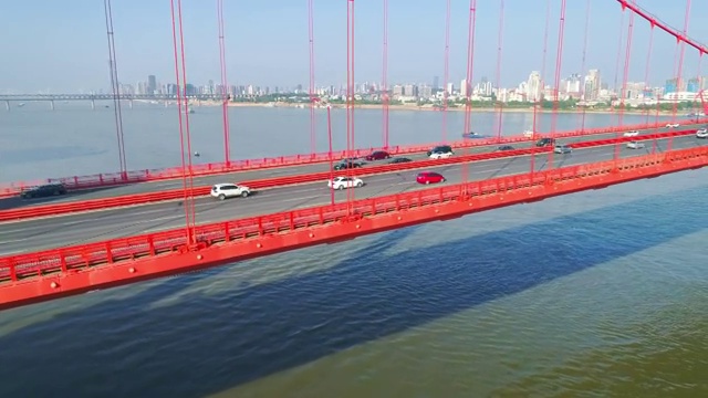 武汉鹦鹉洲大桥航拍视频素材