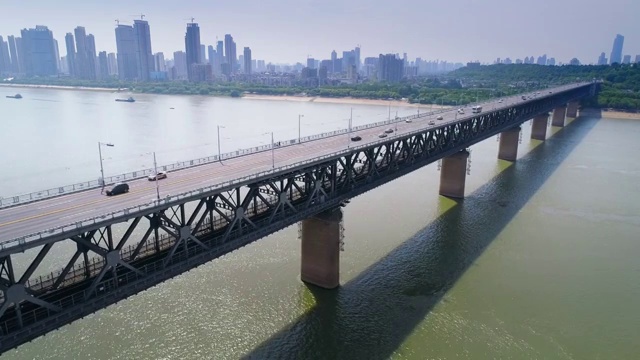 武汉长江大桥航拍视频素材