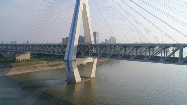 武汉天兴洲大桥航拍视频素材