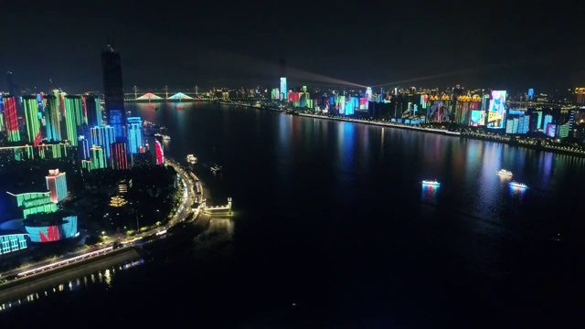 武汉长江灯光秀夜景视频素材