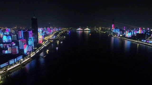武汉长江灯光秀夜景视频素材