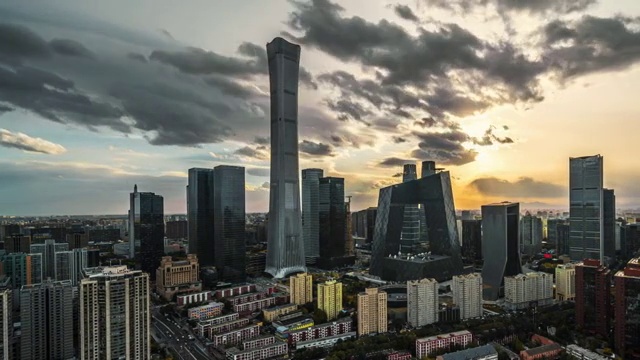 北京CBD天际线白昼风光延时摄影视频素材