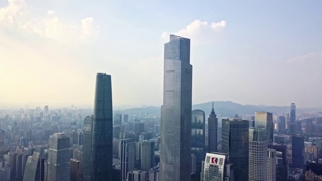 航拍视角下的广州珠江新城日落4K高清视频视频素材