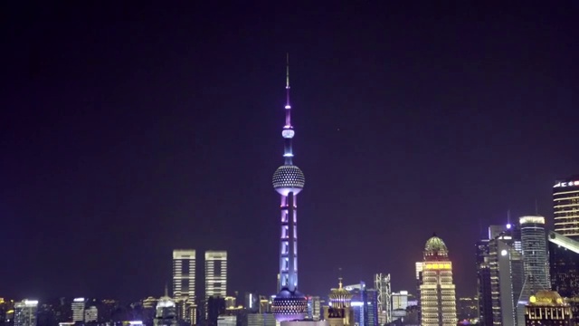 长焦拍摄下的上海陆家嘴北外滩外滩夜景4K高清视频视频素材