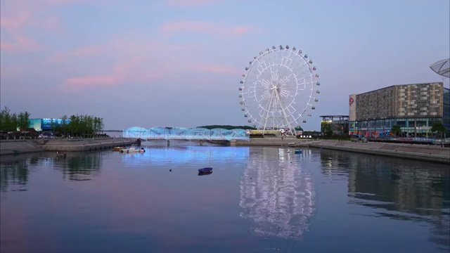 青岛城市风光摩天轮延时摄影4K视频视频下载