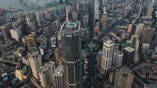大连城市中心航拍视频素材