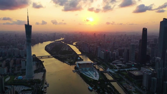 广州塔航拍黄昏（视觉）视频素材