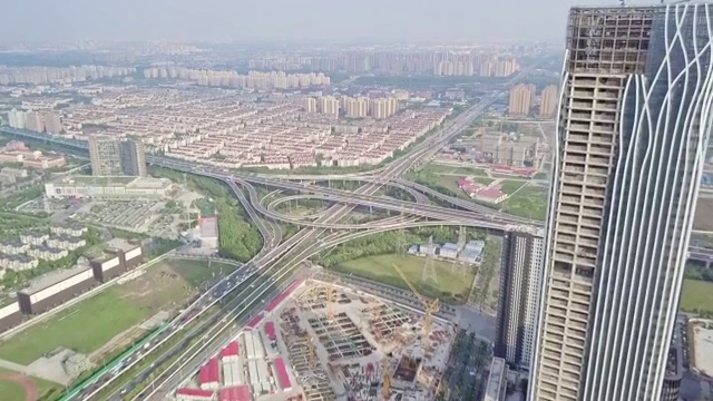 航拍视角下的上海前滩东方体育中心4K高清视频视频素材
