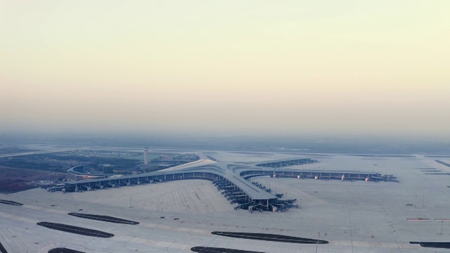 青岛胶东国际机场航拍视频素材