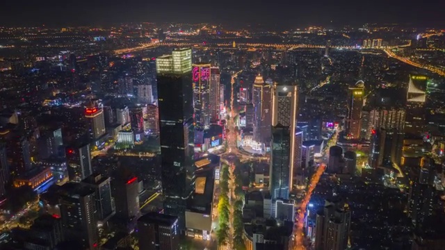 航拍南京新街口繁华夜景视频素材
