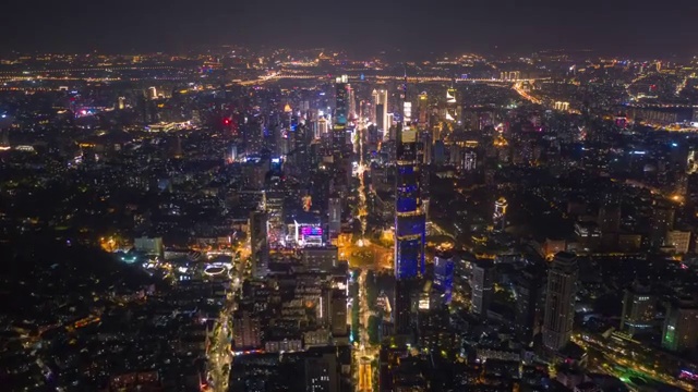航拍南京繁华夜景视频素材