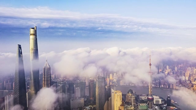 上海陆家嘴平流雾视频素材