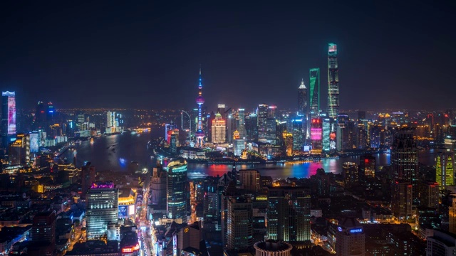 上海城市风光夜景4k延时视频视频素材