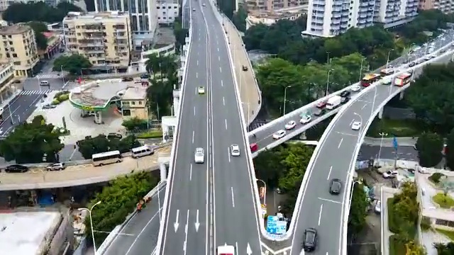 航拍延时江湾桥城市交通视频素材
