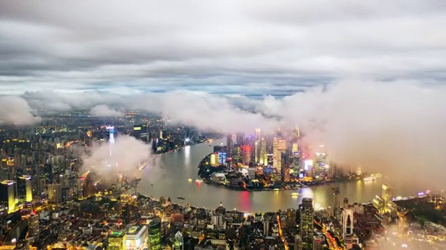 上海夜景平流雾视频下载