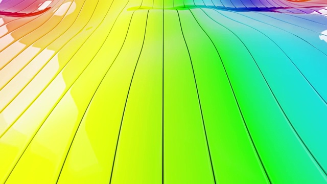 循环起伏波动的彩虹色波浪视频素材