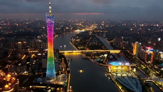 1080p高清航拍延时拍摄广州珠江新城新中轴线视频素材