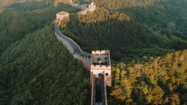 航拍中国北京金山岭长城日出视频素材